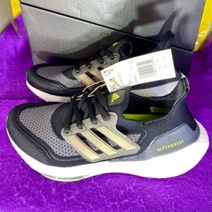 adidas Ultraboost 21 Running Shoes Black/Silver FY0374 Men Size 6 Women 7.5 New